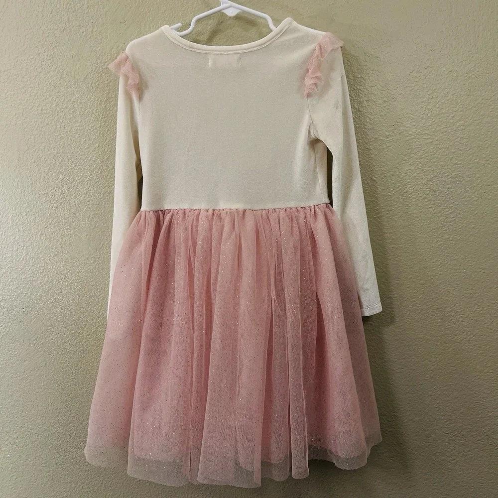Btween Girls Sz 6 Ballerina Dress Princess Fairy‎ Ivory Pink Velvet Mesh Sparkle